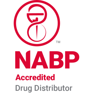 NABP NABP logo - graphic of red abstract figure eight and with needle through the middle surrounded by a red circle.