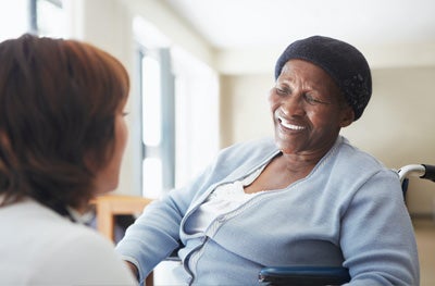 Nurse talking to patient