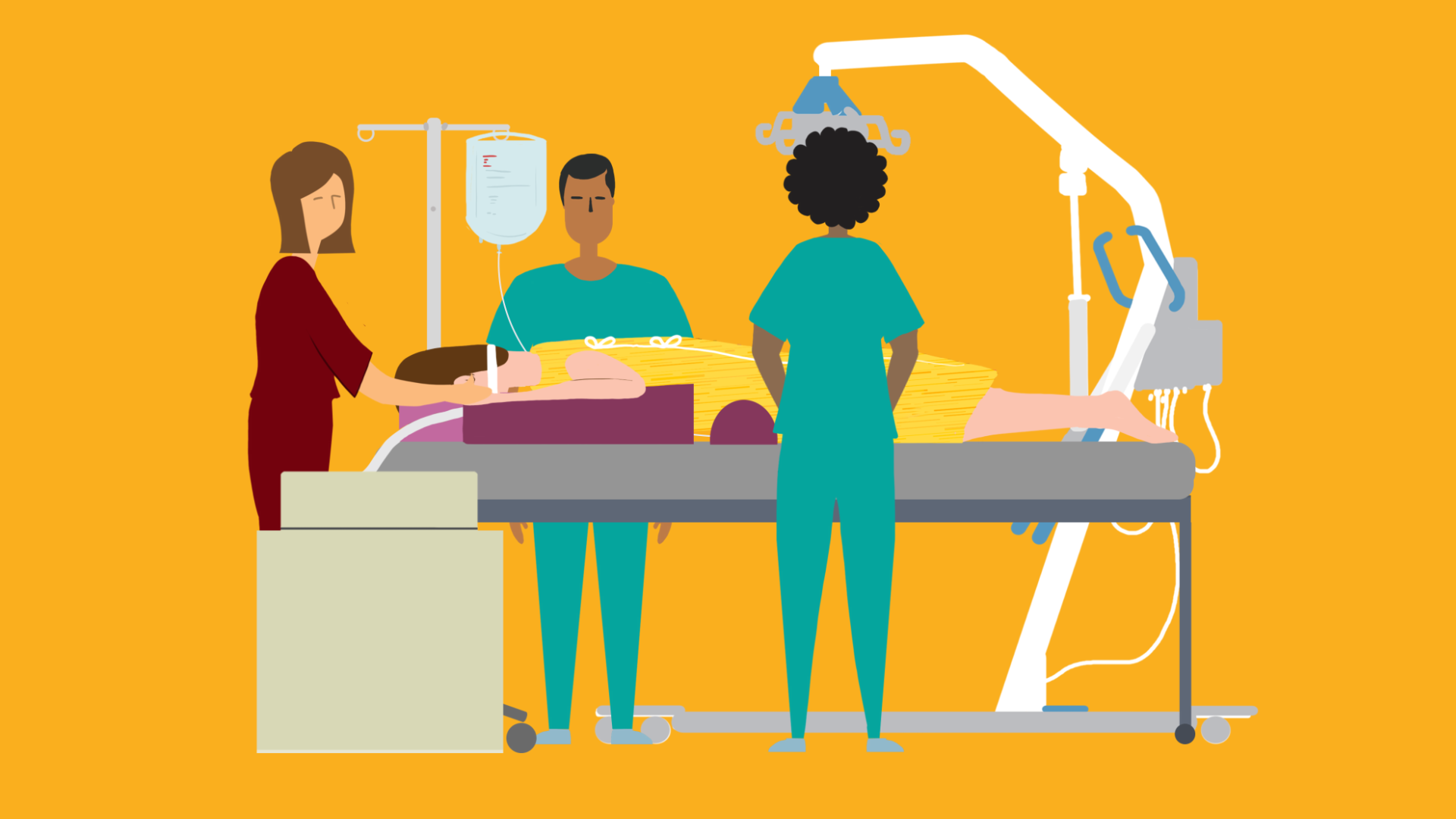 Image of proning with nurses and patient Image of proning with nurses and patient