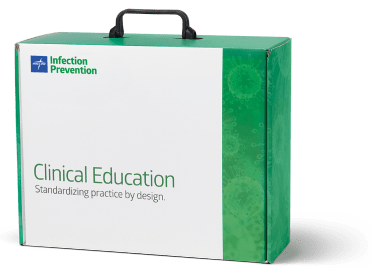 Box-Left-min Medline Infection Prevention Clinical Education box with title reading standardizing practice by design