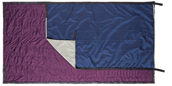GRP_CGSHEETXLD_003 Two ComfortGlide Repositioning Sheets—a small blue sheet on top of a larger purple sheet