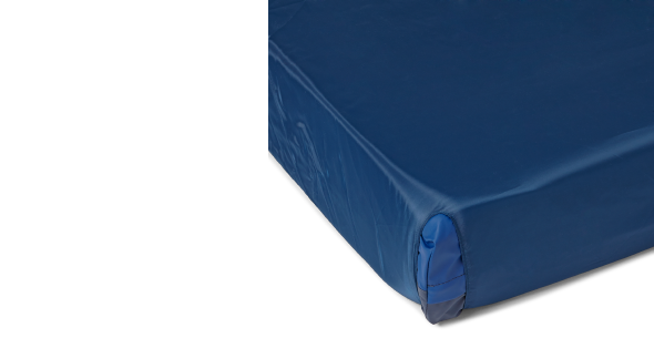 SKU_CGLIDEBASE36_A (1) Blue ComfortGlide Fitted Sheet stretched over a mattress