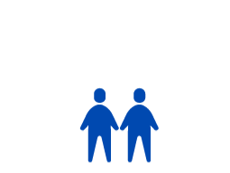 83 Graphic illustration of 10 human figures — seven white and three blue