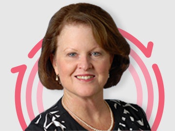 Joyce-Pittman Headshot of Dr. Joyce Pittman with three pink concentric circles in the background