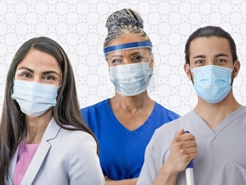 Infection prevention team made up of a female infection preventionist, female nurse and male EVS worker