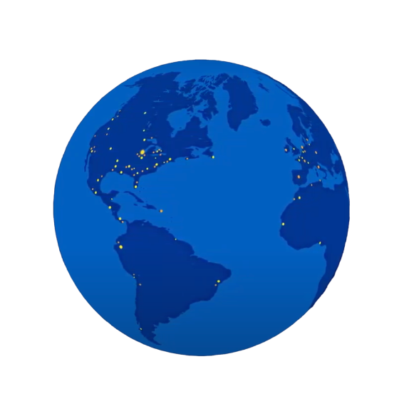 Illustration of planet earth, with dots indicating Medline facility locations